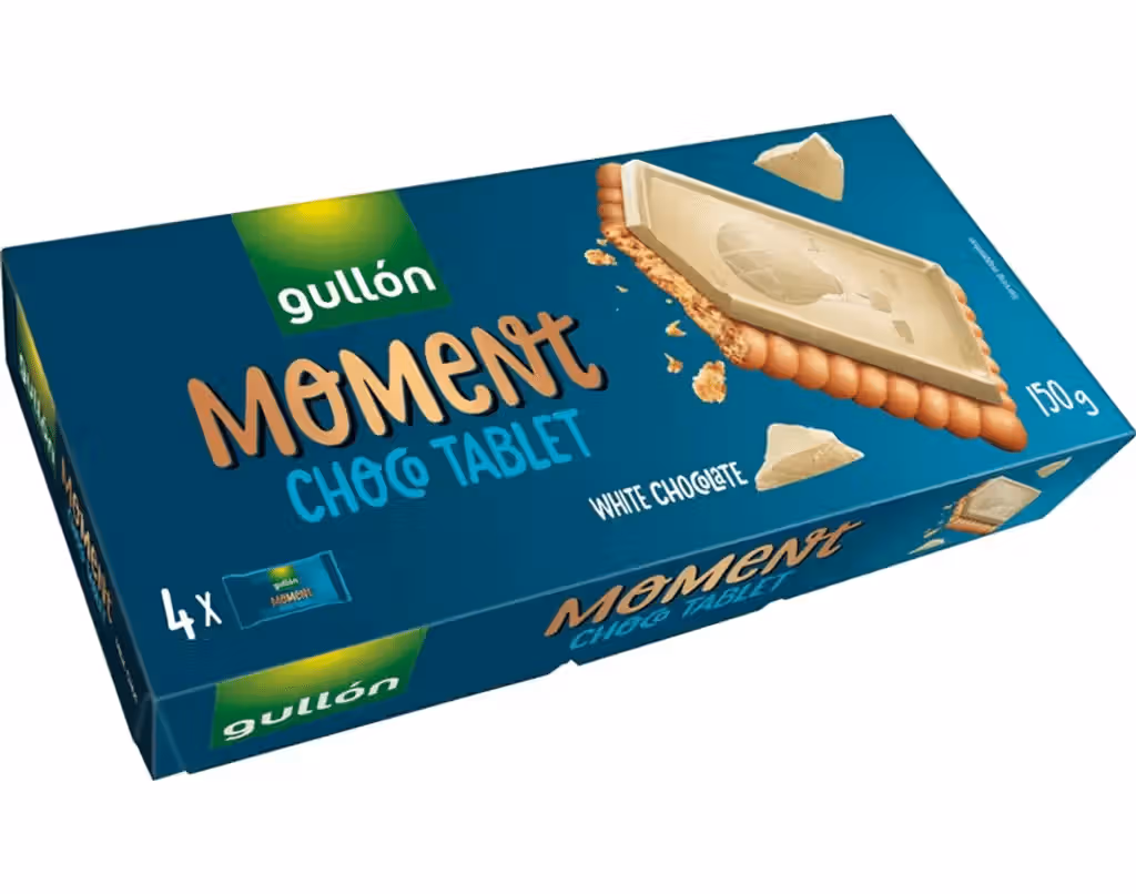 Bolacha Moment Choco Tablet Branc 150G - GULLÓN