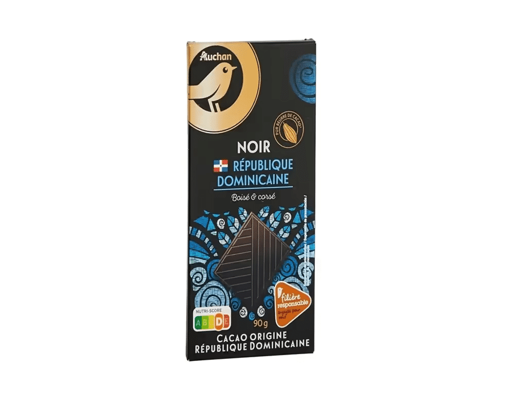 Choco Negro Origem Rep.Dominicana 90G - AUCHAN GOURMET