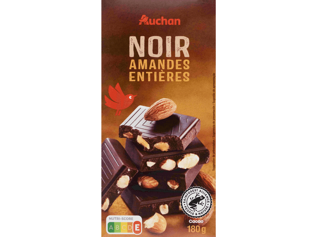 Chocolate Negro Com Amêndoa Inteiras 180g - AUCHAN
