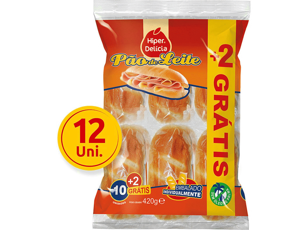 Pão De Leite 10+2un Oferta 420g - HIPER DELICIA