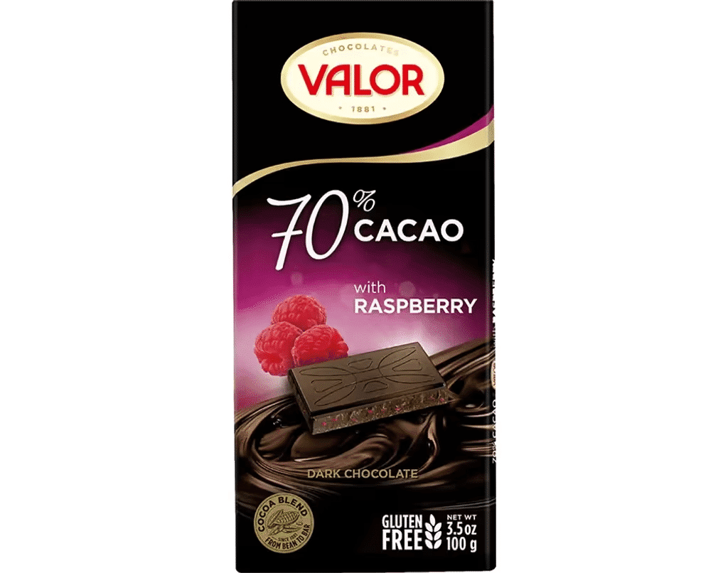 Tablete Chocolate Negro 70%Cacau Com Framboesa 100G - VALOR