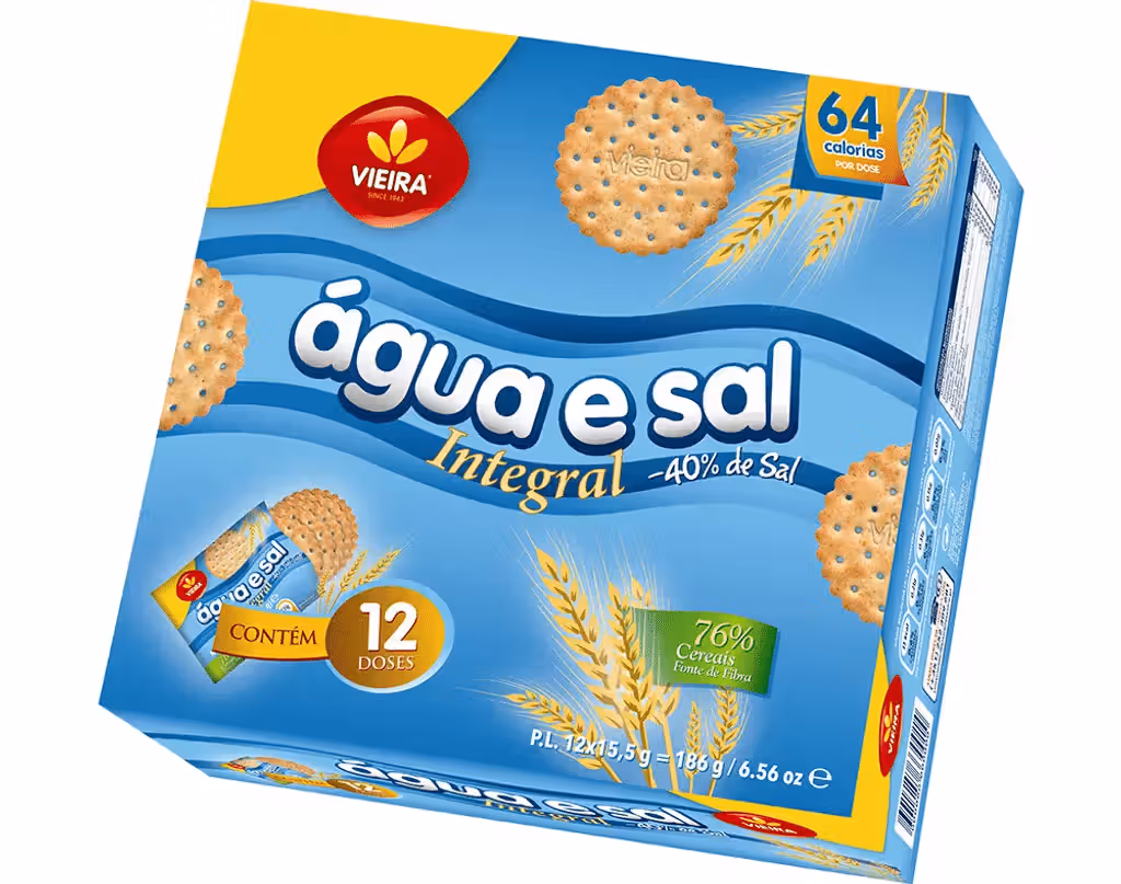 Bolacha Água E Sal Integral - 40% De Sal 186g - VIEIRA DE CASTRO