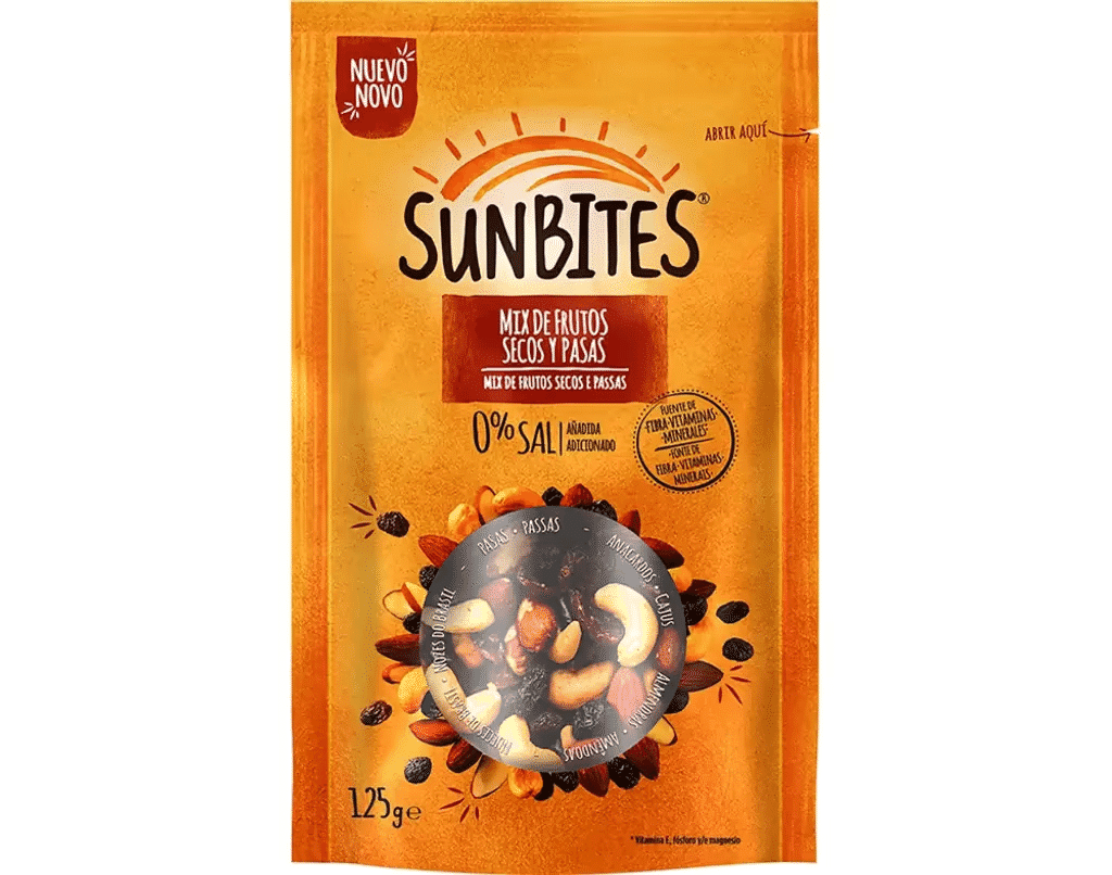 Mix de Frutos Secos e Passas 0% Sal embalagem 125 g - SUNBITES