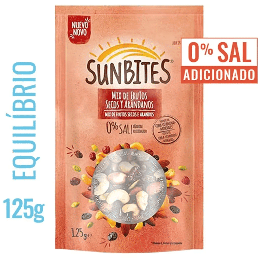 Mix de Frutos Secos e Arandos 0% Sal embalagem 125 g - SUNBITES