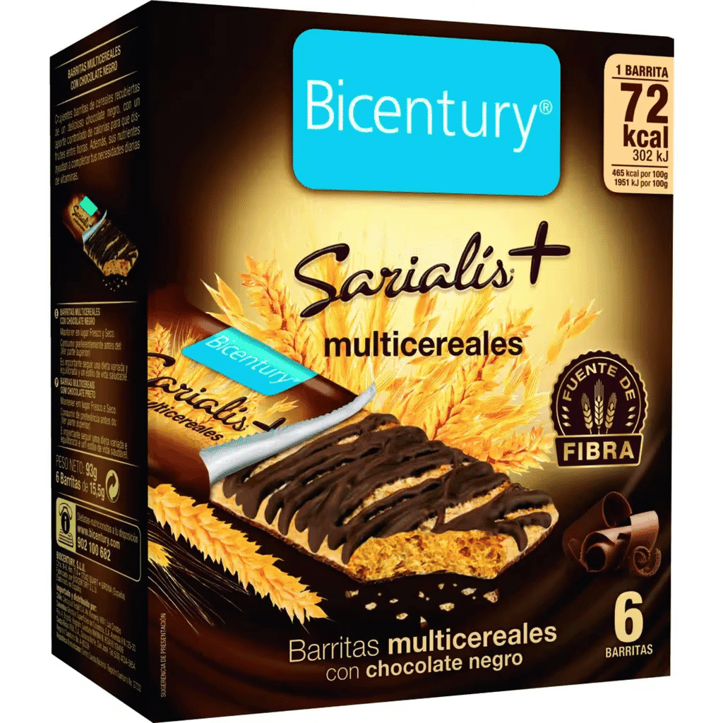 Barras de Cereais Multicereais com Chocolate Negro Sarialis - BICENTURY