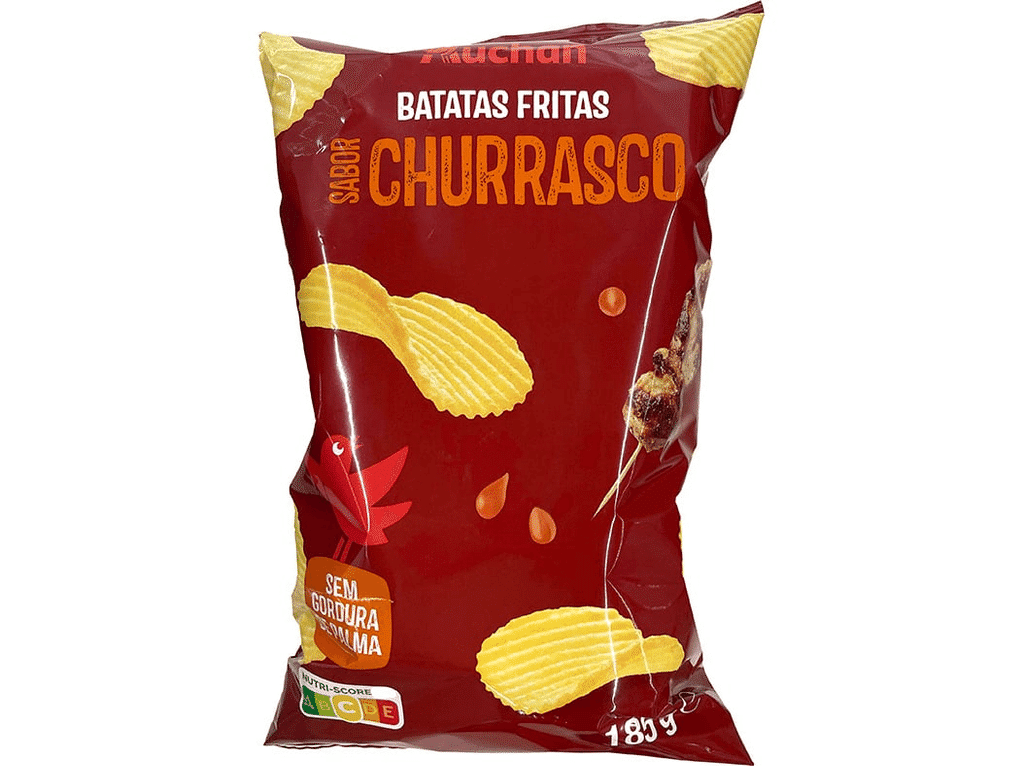 Batatas Fritas Onduladas Sabor Churrasco 185g - AUCHAN