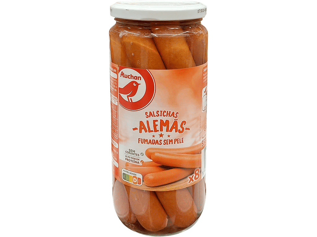 Salsichas Alemãs Fumada Sem Pele 8un 550(360)g - AUCHAN