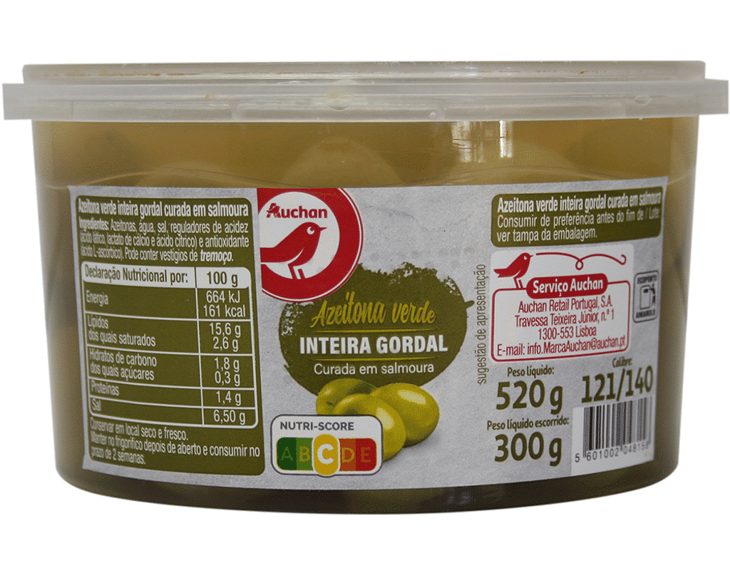 Azeitona Verde Gordal Taça 520(300)g - AUCHAN