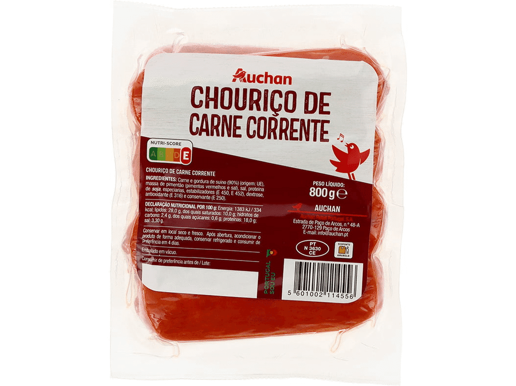 Chouriço De Carne Corrente 800 G - AUCHAN
