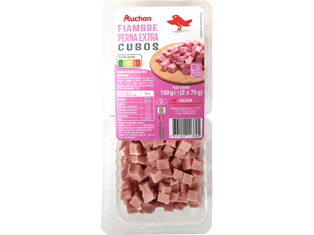 Fiambre Da Perna Extra Cubos 2x75 G - AUCHAN