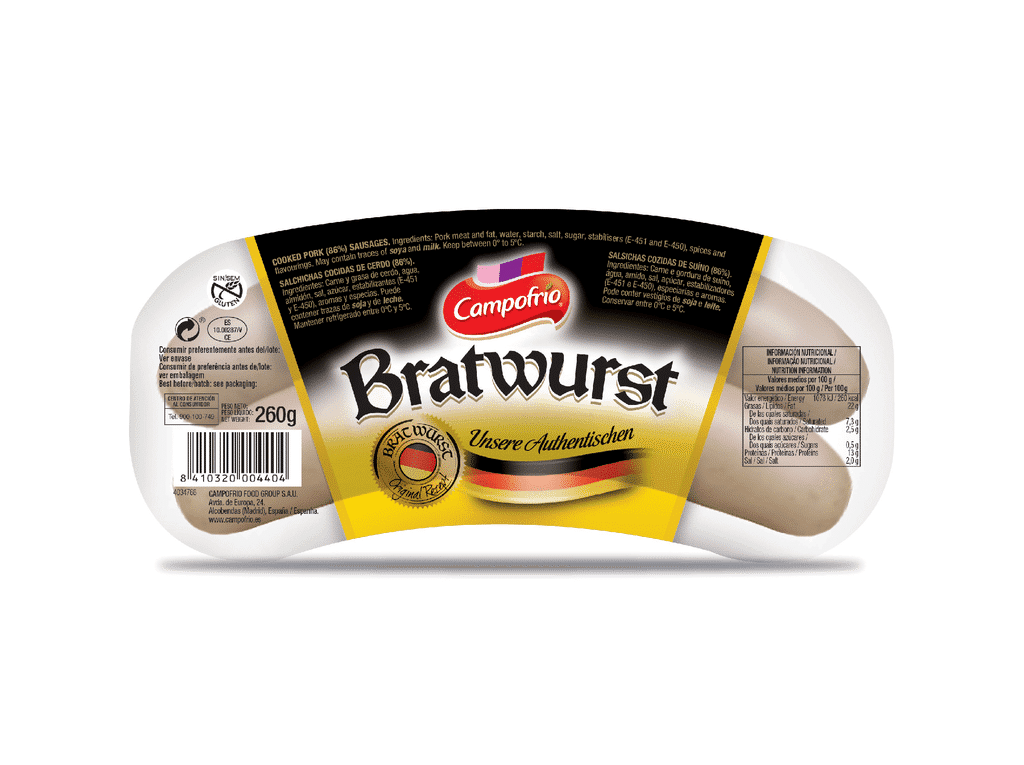 Salsichas Alemãs Bratwurst 260g - CAMPOFRIO