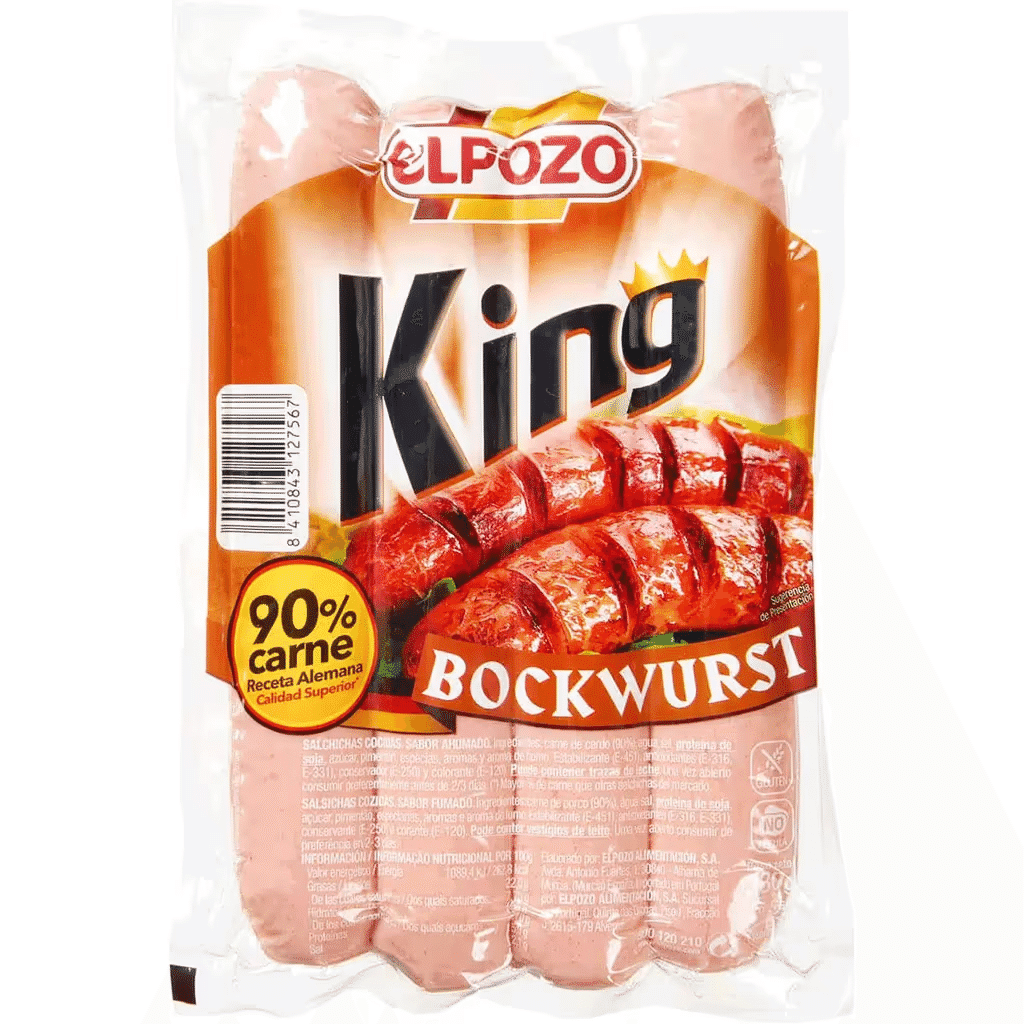 Salsichas Bockwurst sem Glúten embalagem 330 g - ELPOZO KING