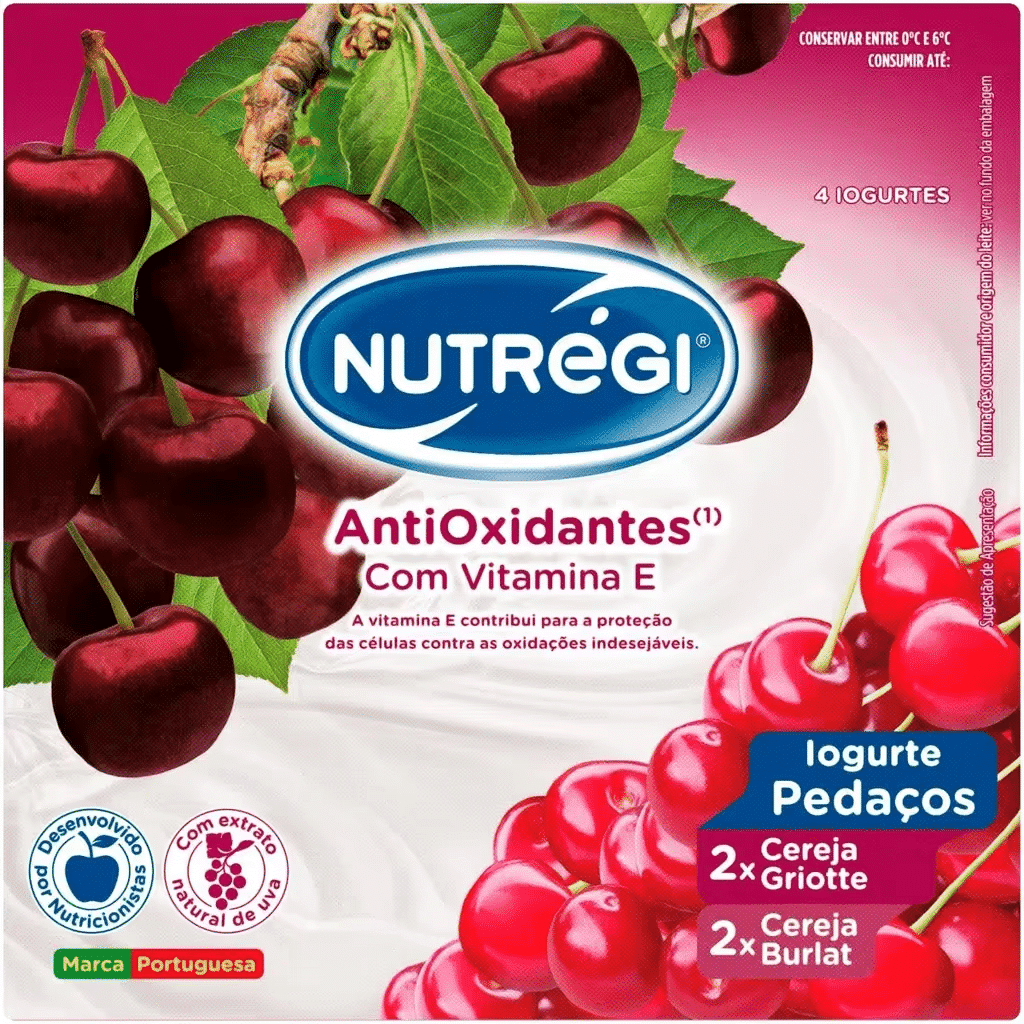 Iogurte com Pedaços de Cereja Pack 4 embalagem 120 g - NUTRÉGI ANTIOXIDANTES