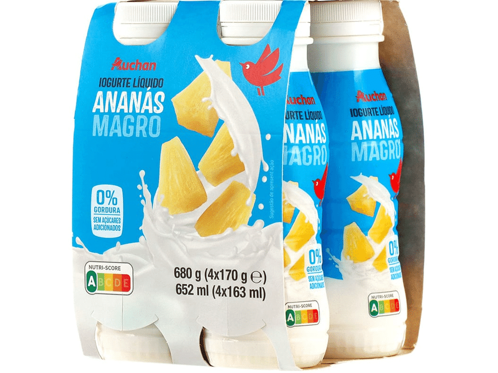 Iogurte Líquido Magro Ananás 4x170g - AUCHAN