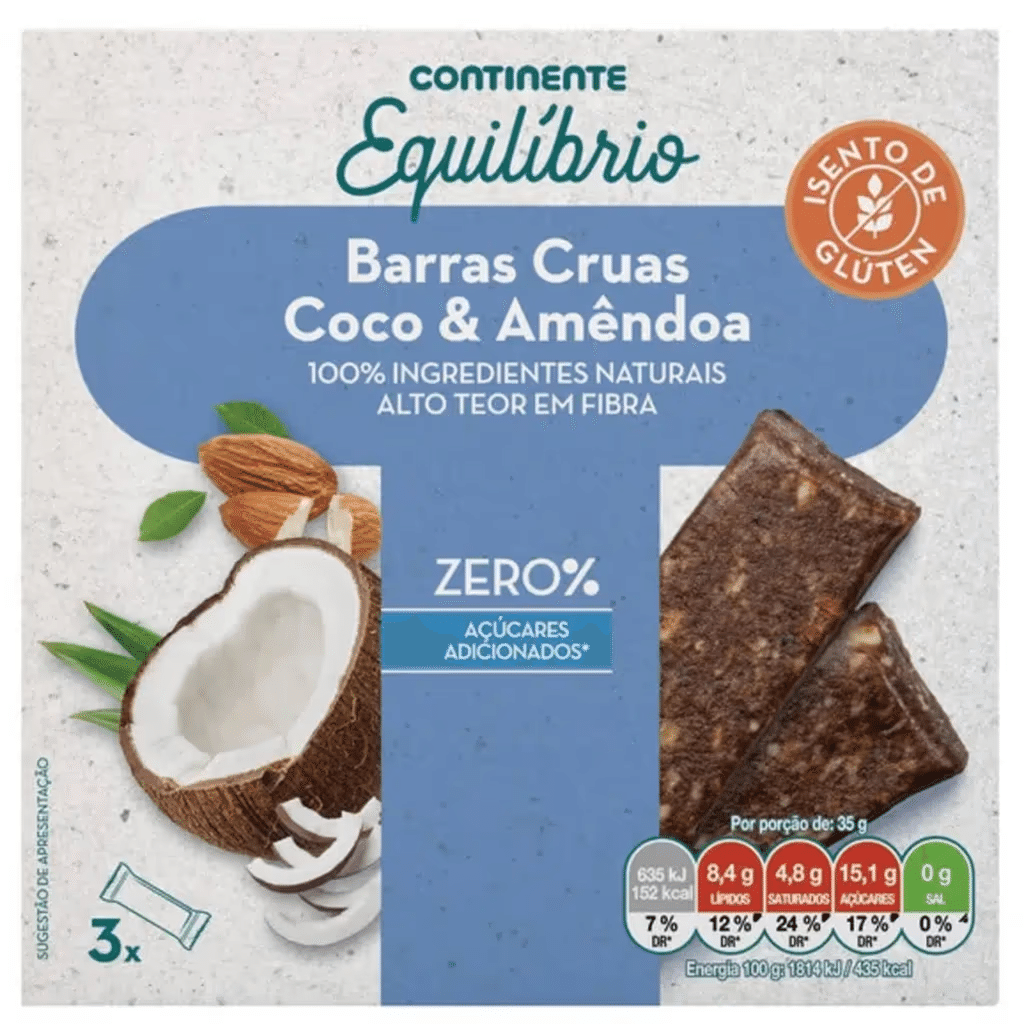 Barras Cruas De Coco E Amêndoa Sem Glúten Continente EquilÍbrio