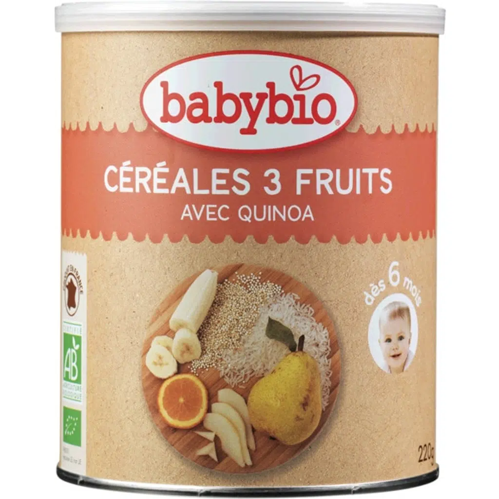 Papa Cereais 3 Frutos 6 Meses Biológica embalagem 220 g - BABYBIO