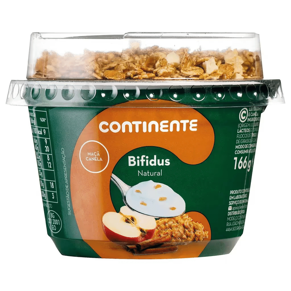 Iogurte Bifidus Topper Maçã, Granola e Canela - CONTINENTE - Nutripédia