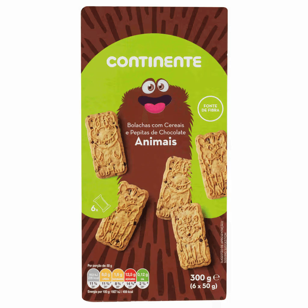 Bolachas com Pepitas de Chocolate Animais - CONTINENTE