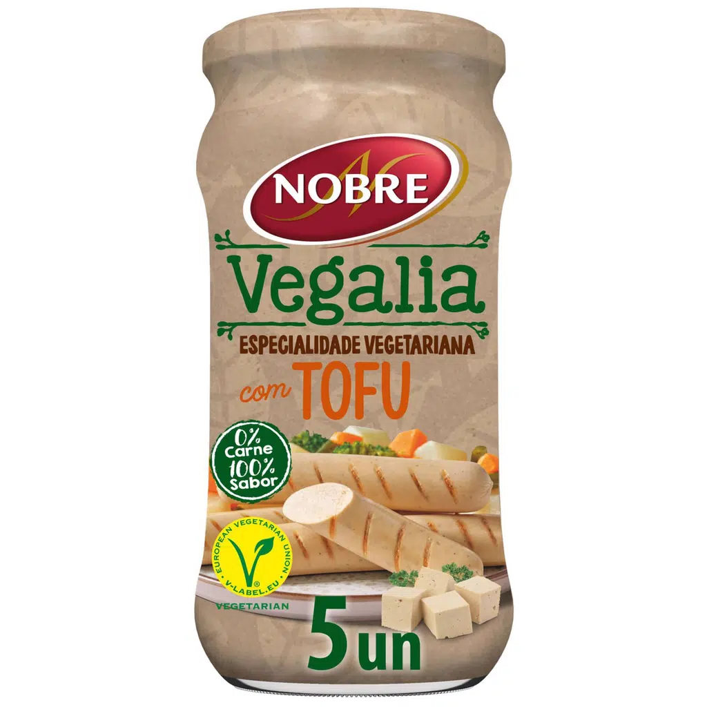 Salsichas Tofu Frasco 5 Un 360(200)g - NOBRE