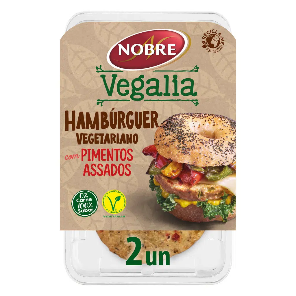 Hambúrguer Vegetariano com Pimentos Assados - NOBRE VEGALIA