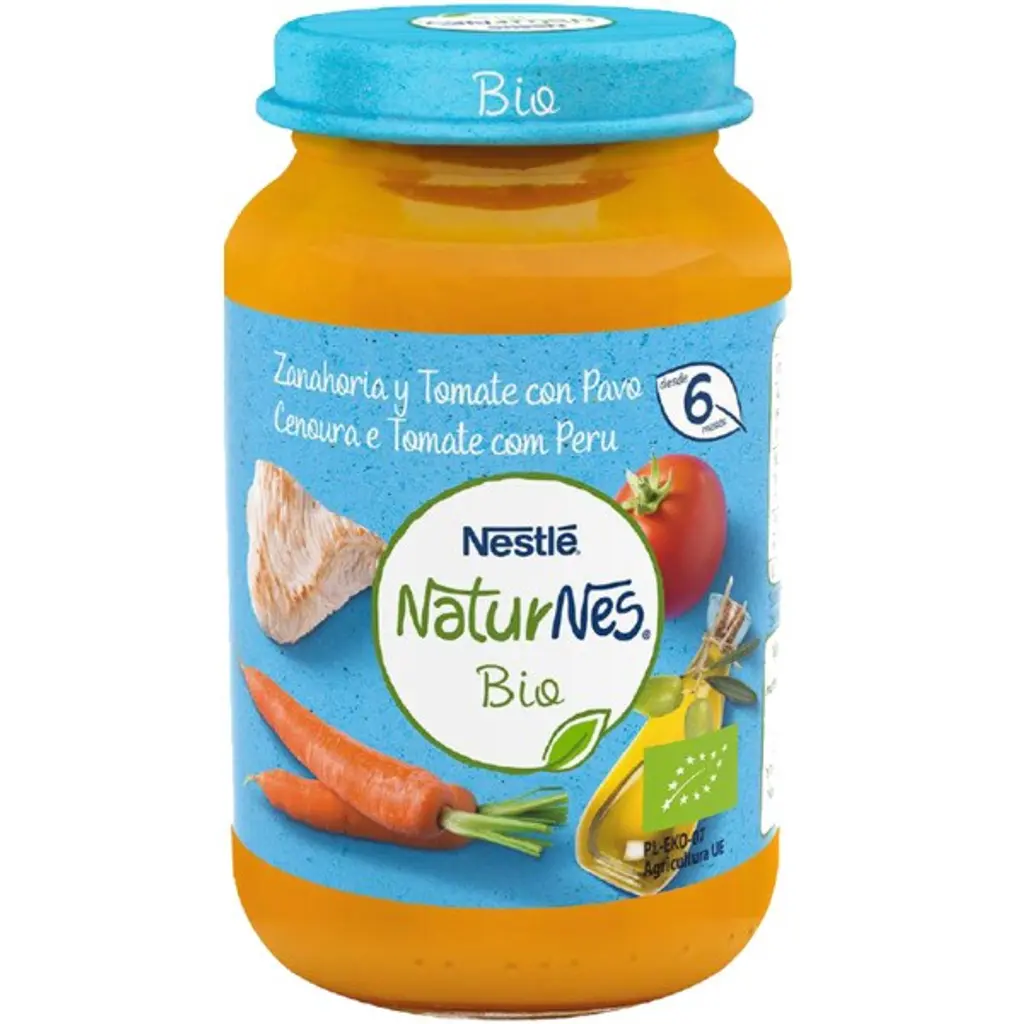 NATURNÉS Refeição para Bebé Bio Cenoura e Tomate com Peru +6 Meses Boião - NESTLÉ