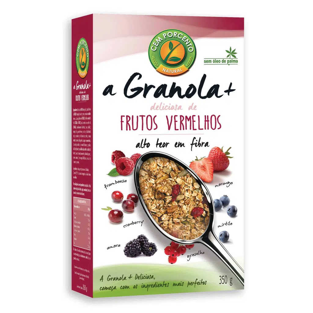 A Granola+ Frutos Vermelhos - CEM PORCENTO