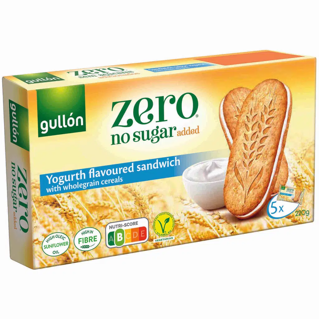 Bolachas Gullon Zero Recheio Iogurte Sem Açúcar Adicionado 220g - GULLÓN