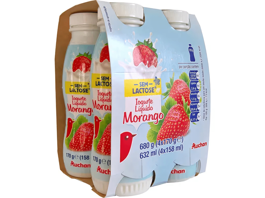 Iogurte Líquido Sem Lactose Morango 4x170g - AUCHAN